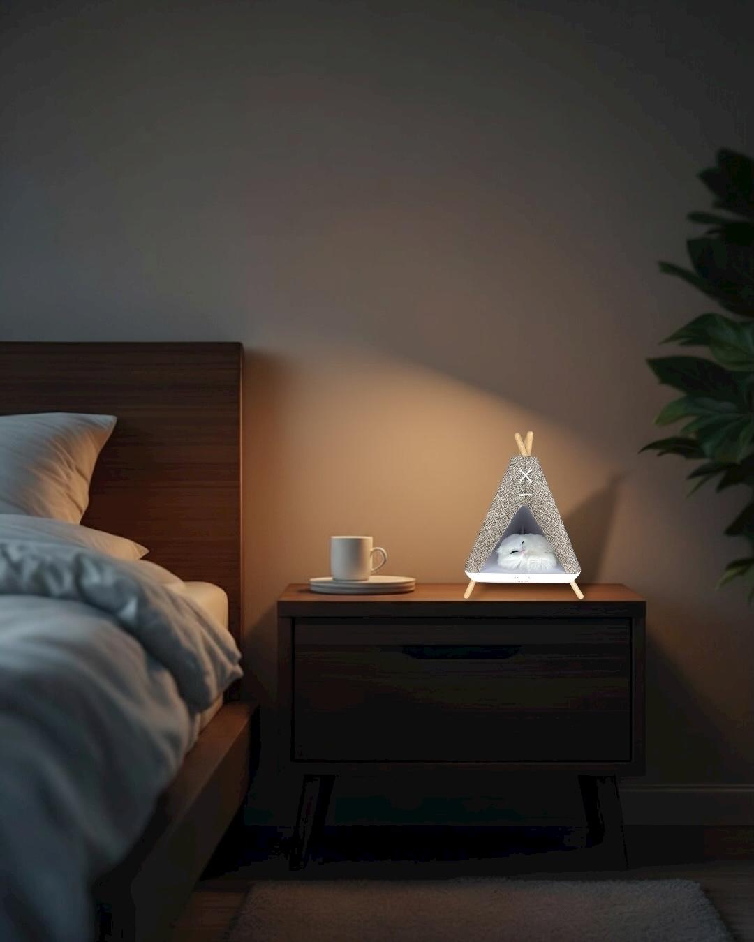 Tent Shape Kedili Masa Lambası, Gece Lambası, Abajur Tent Shape Kedili Masa Lambası, Gece Lambası, Abajur